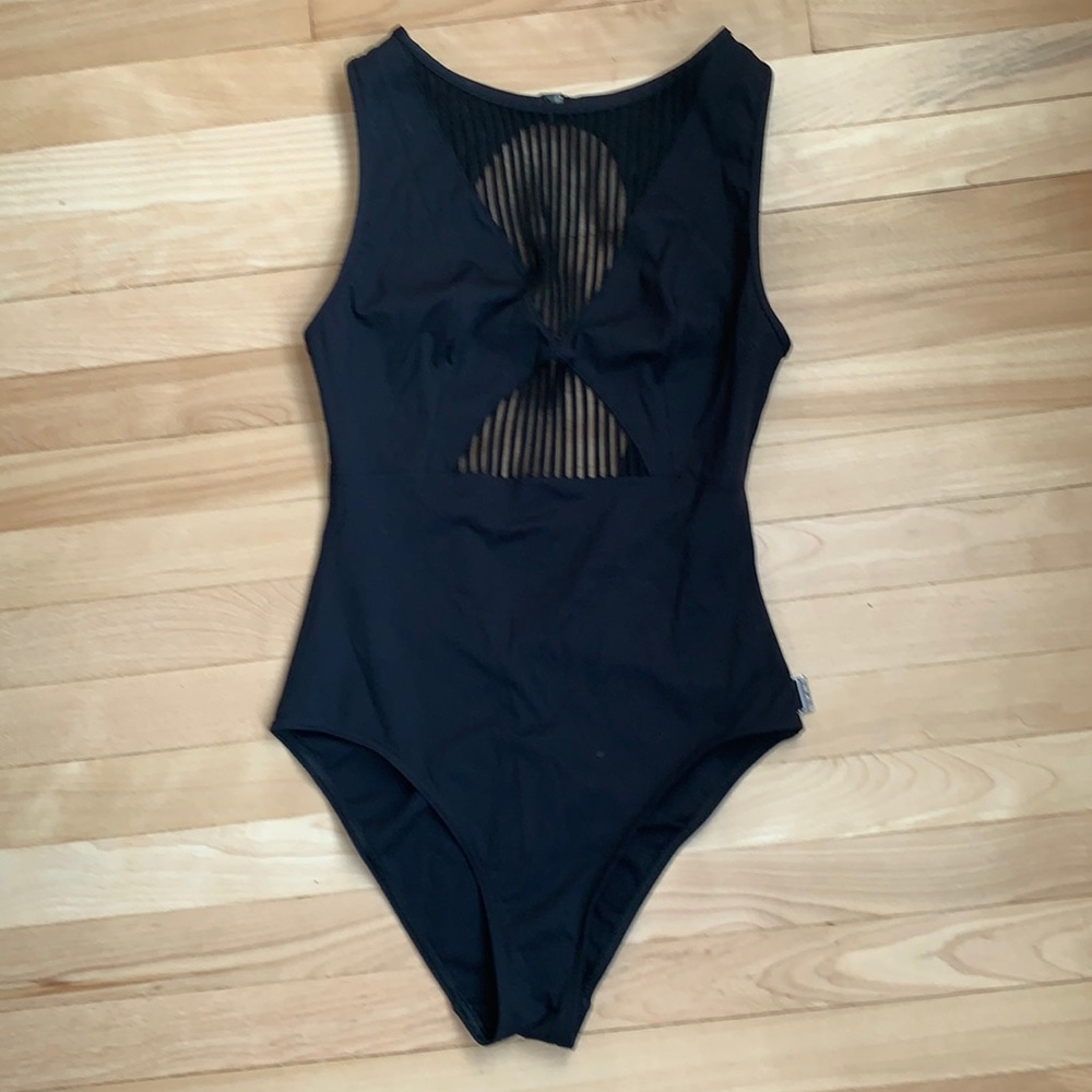 Black SHAN bathing suit, one piece, size 8.